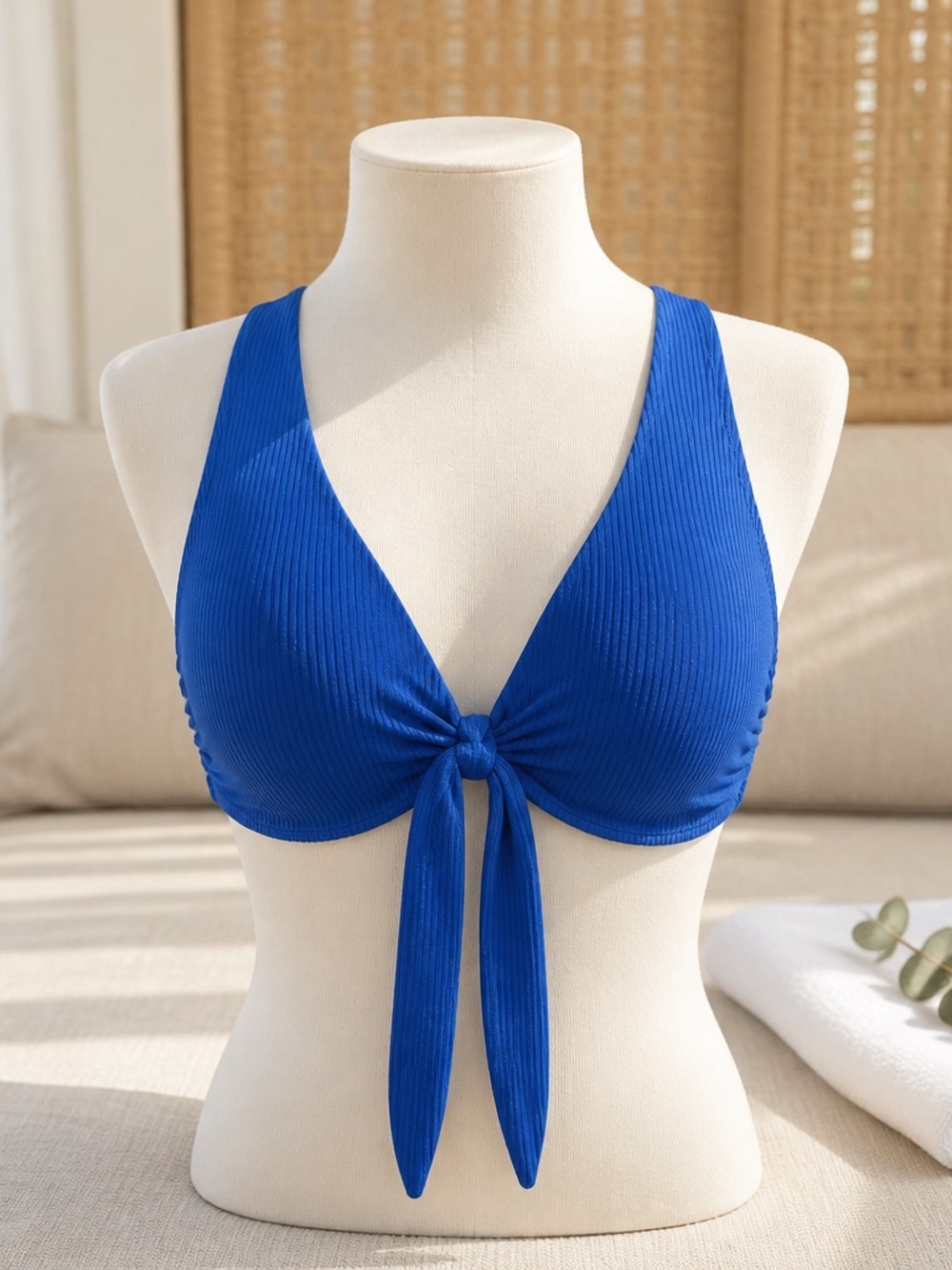 Shade & Shore Ribbed Bikini Top in Royal Blue